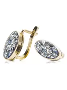 14k żółte złoto Cyrkonia Kolczyki Klasyczny Vintage vec001y